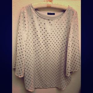 Creme blouse with gold polka dots